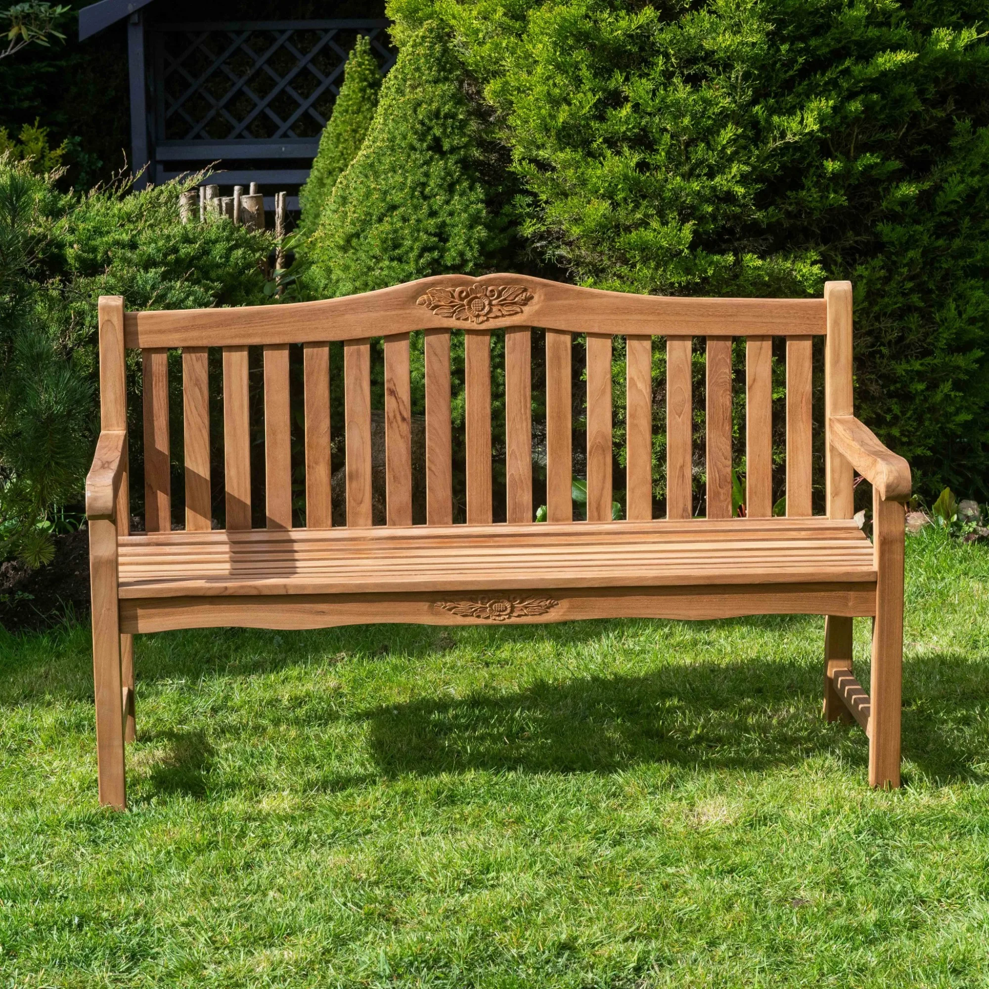3 Seater Teak Rose Bench