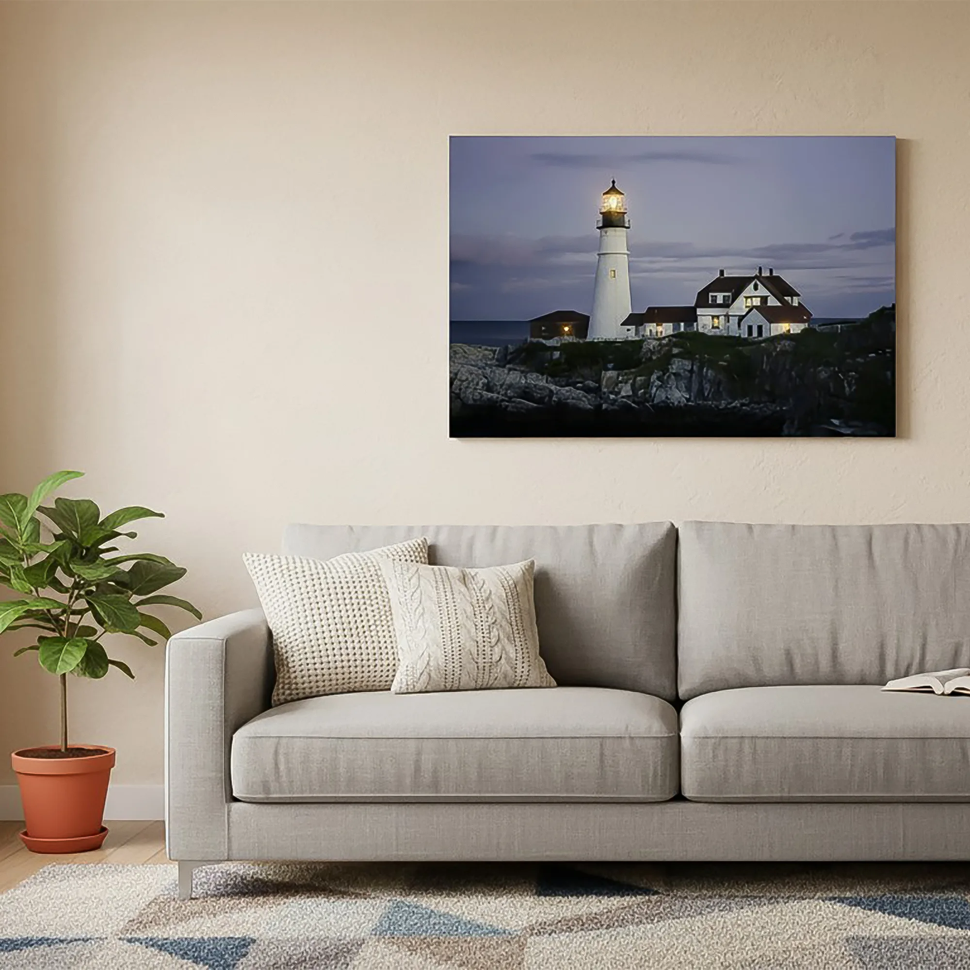 Lighthouse Canvas Print with 6 LED Lights