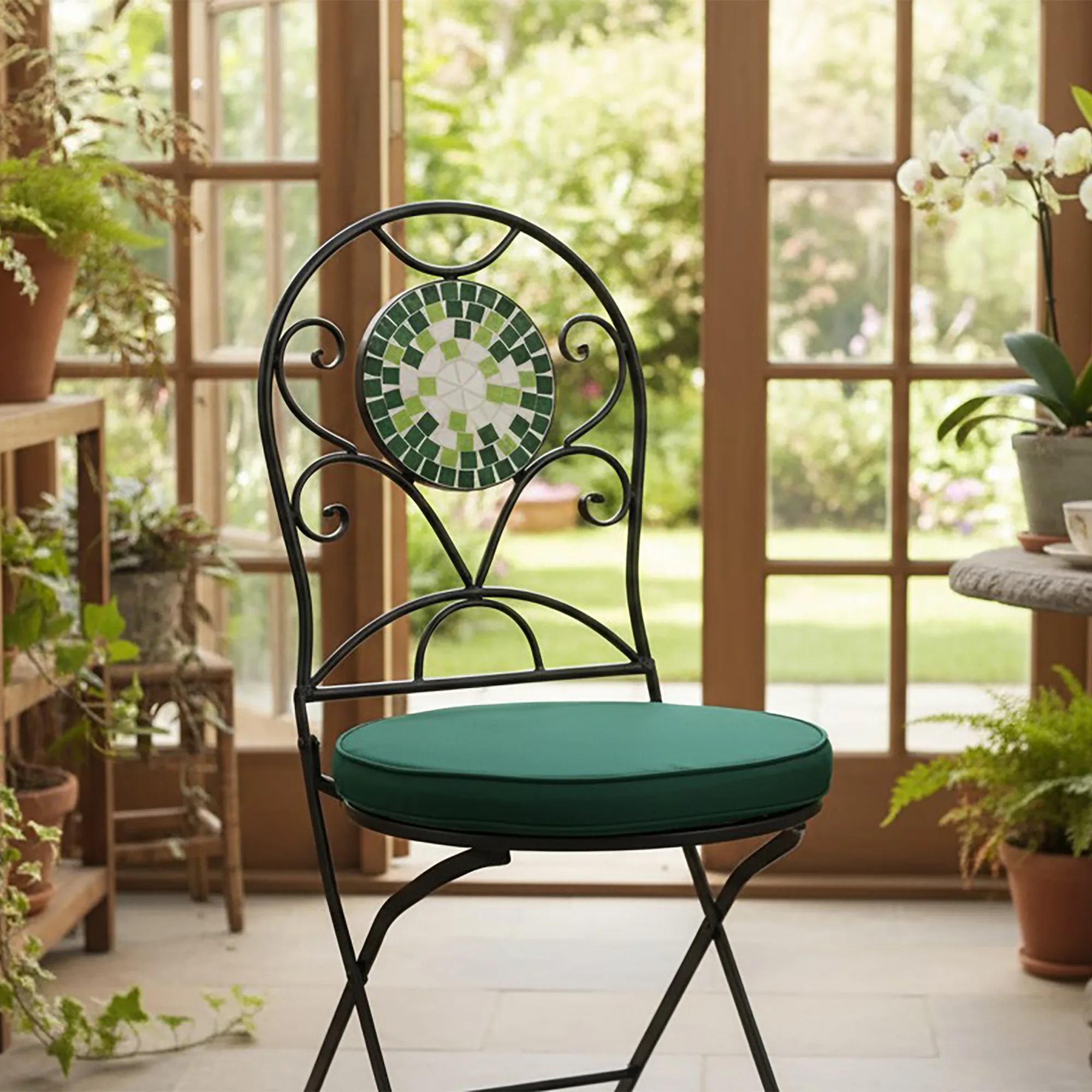 Round Garden Chair Cushion Green