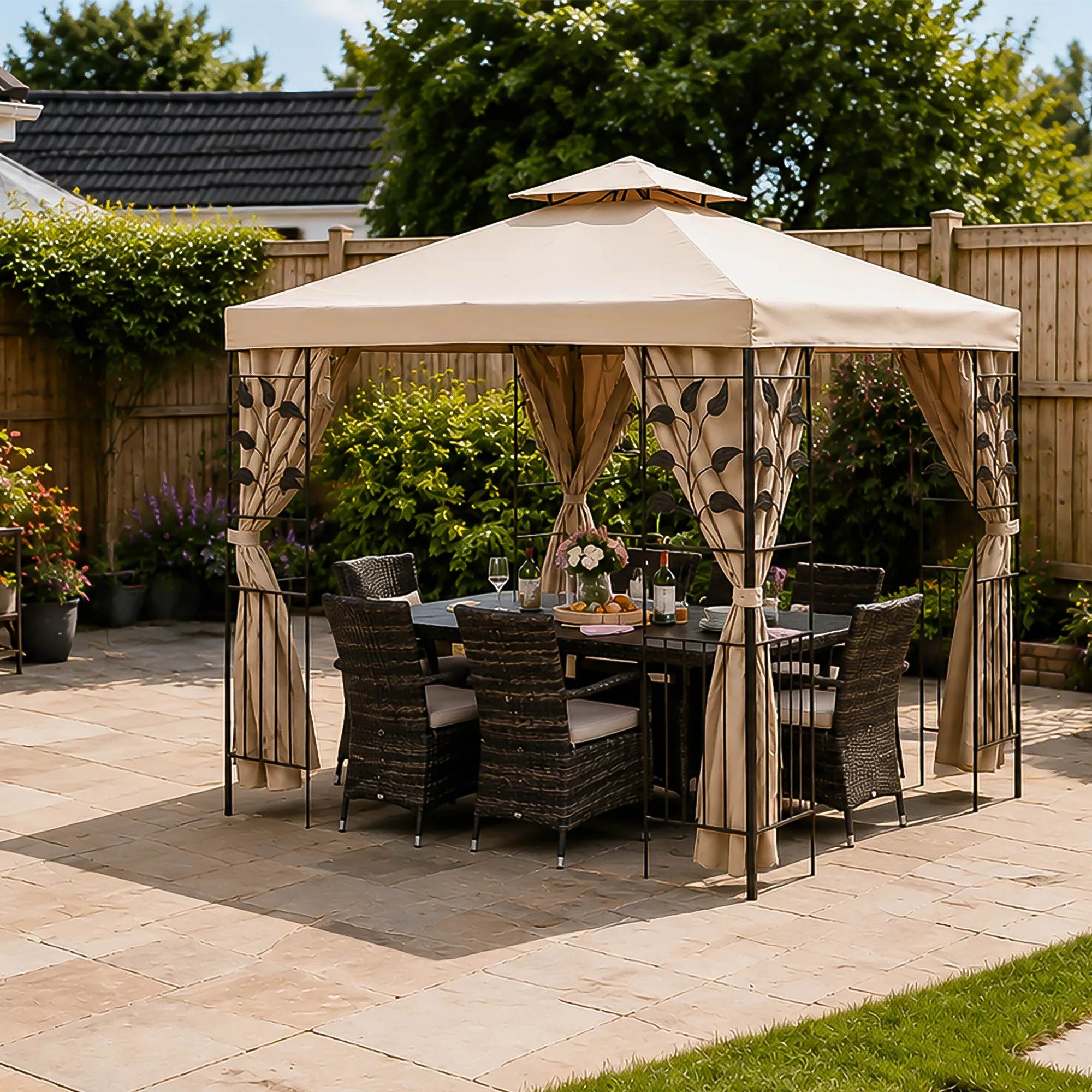 Spare Cover for Leaf Design 2.5M Square Garden Gazebo Beige