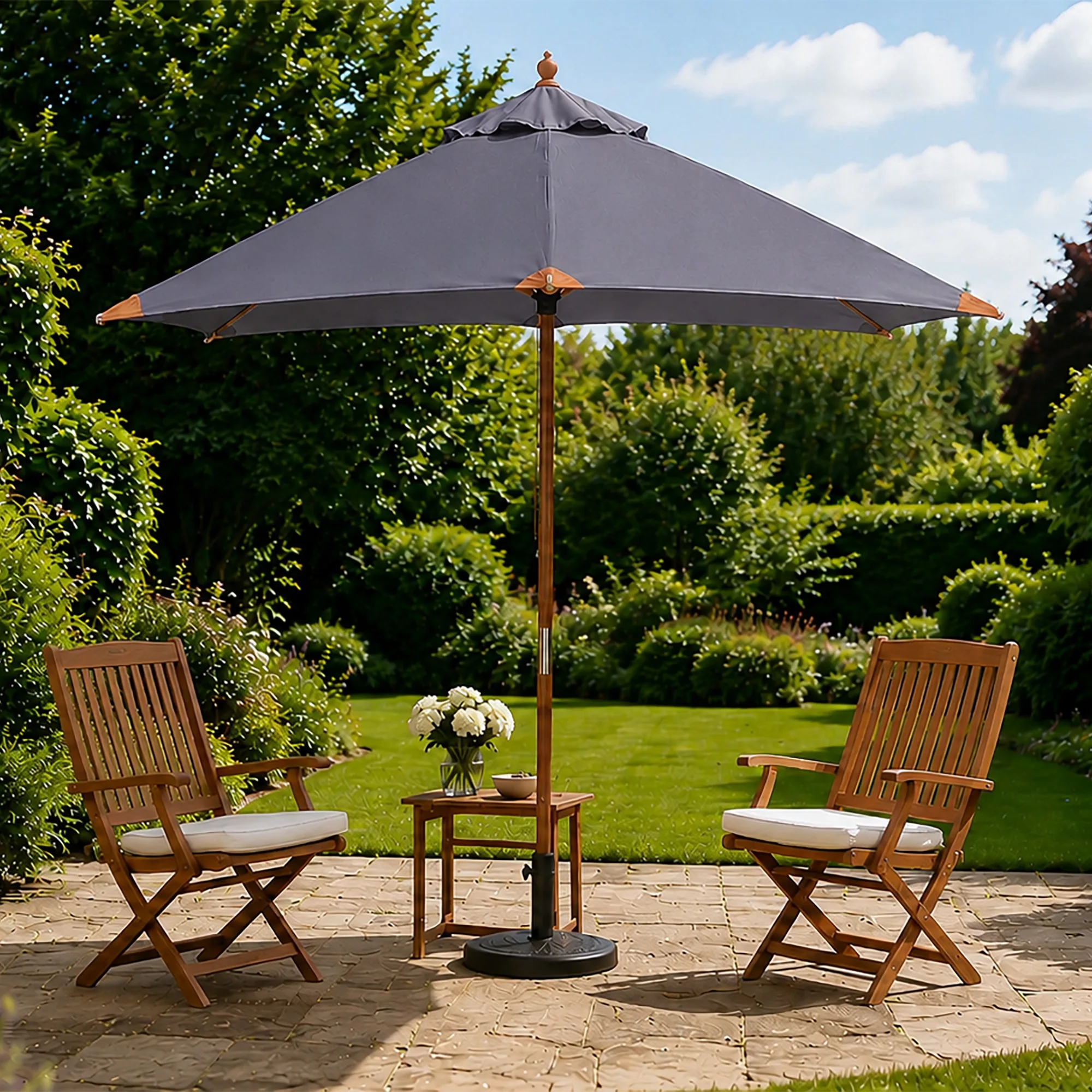 Premium Hardwood Parasol 2M Black