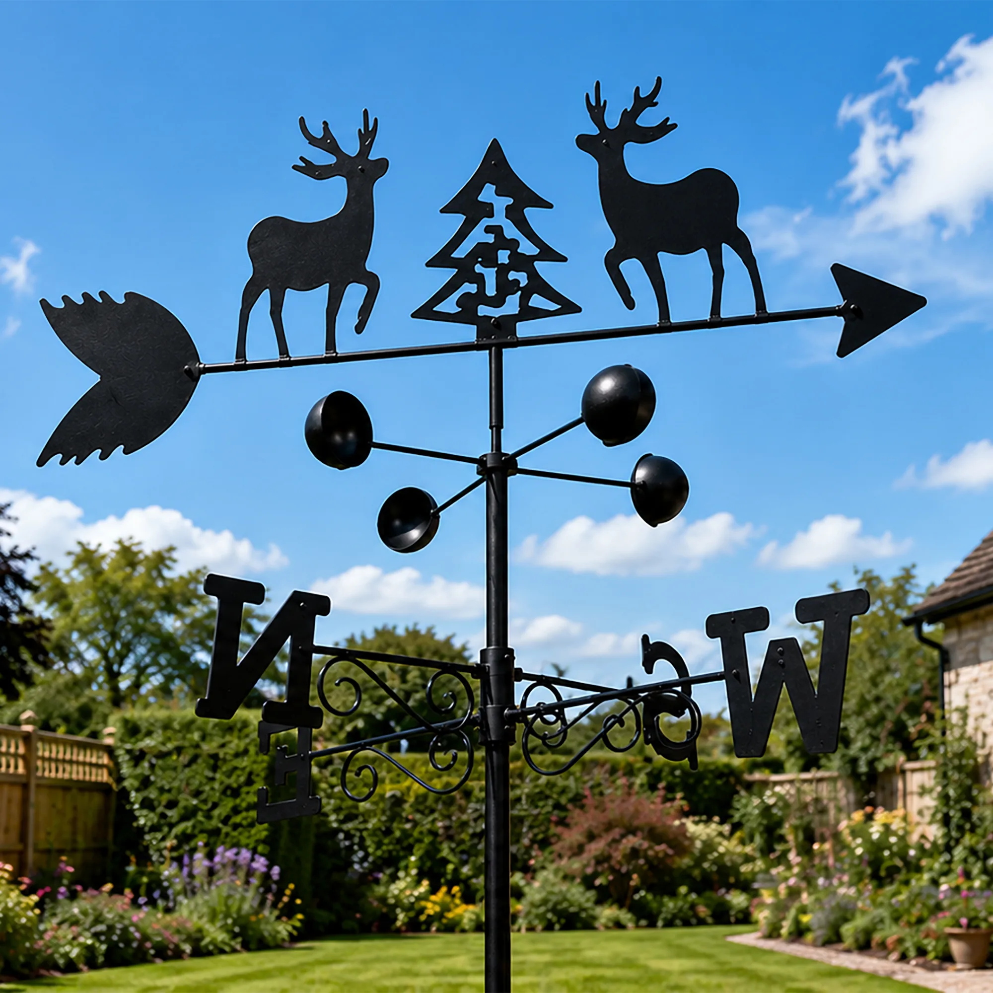 Deer Weathervane with Wind Speed Cups