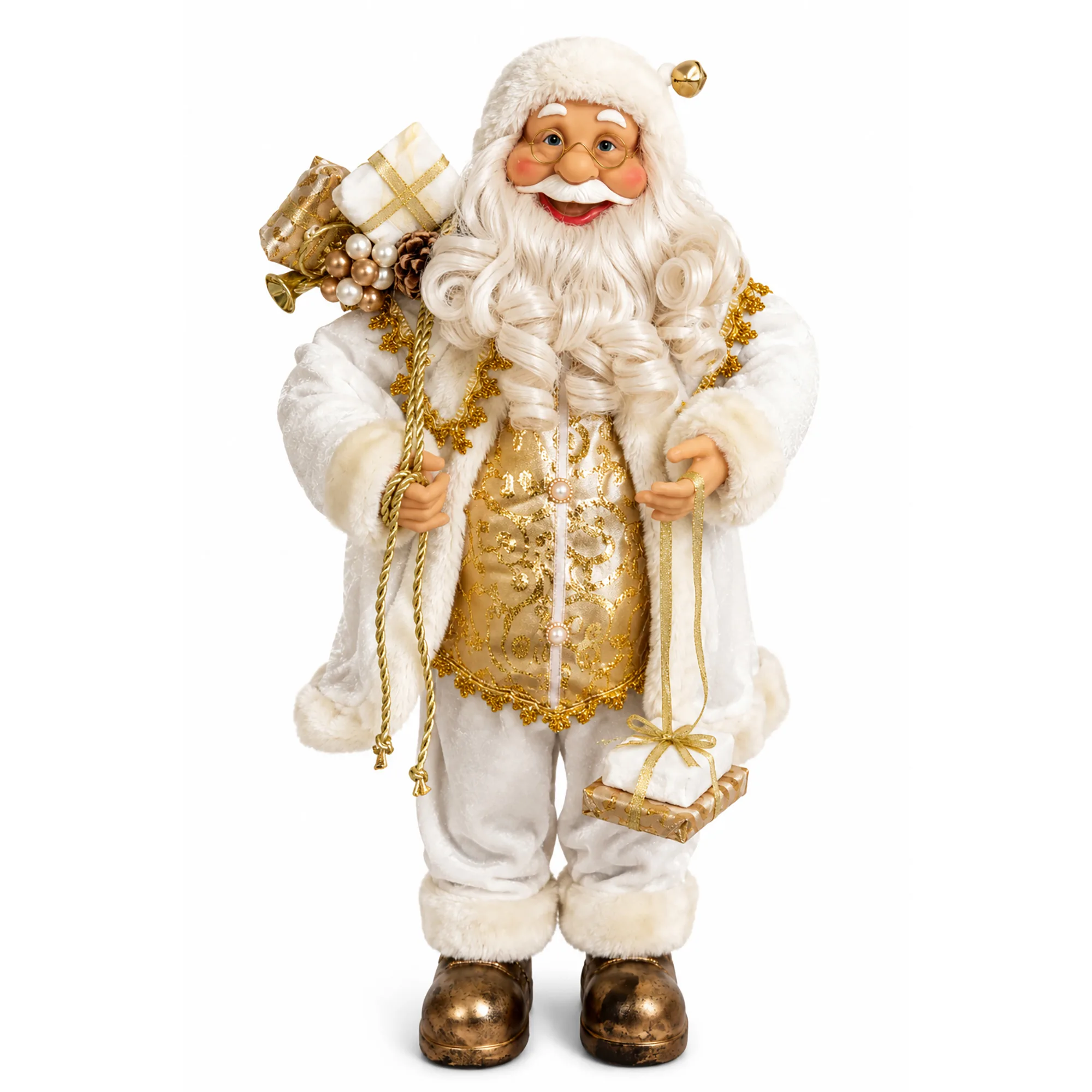 60cm White Santa with Gifts